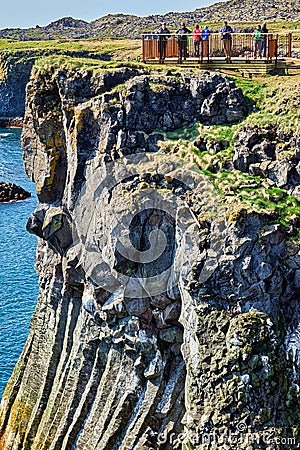 Cliff viewpoint. Arnarstapi. Snaefellsnes peninsula. Iceland Editorial Stock Photo