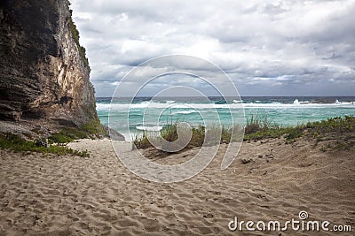 Cliff Wall, Mudjin Harbor, Middle Caicos Stock Photo