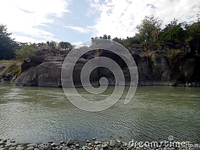 the cliffs across the Aesesa River Stock Photo