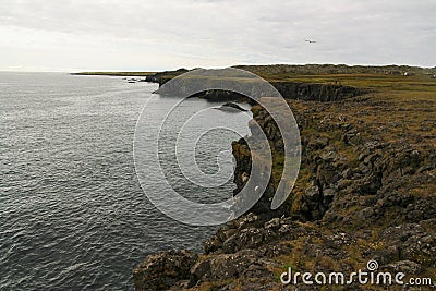 Cliffs in Arnastapi coast, west Iceland Stock Photo