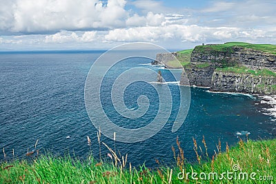 Cliffs of Moher on a sunny summer day Stock Photo