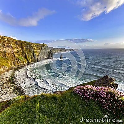 Cliffs of Moher at sunset Stock Photo