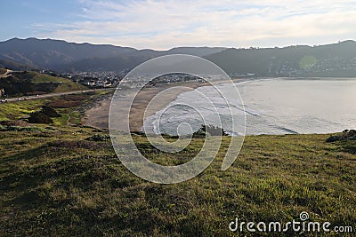 Cliffs and Ocean Mussell rock park in Pacifica California Stock Photo