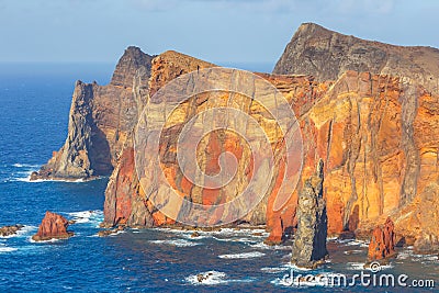 Cliffs at the Ponta de Sao Lourenco, Madeira Stock Photo