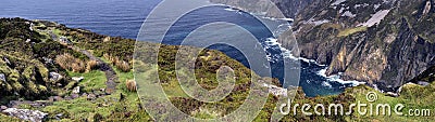 Cliffs of Slieve League panorama Stock Photo