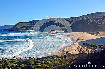 Cliffs and vegetation surrounding Garie beach Stock Photo