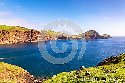 Cliffs view on East coast of Madeira island. Ponta de Sao Lourenco. Portugal. Stock Photo