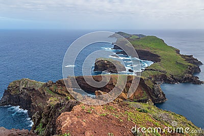 Cliffs view on East coast of Madeira island. Ponta de Sao Lourenco. Portugal. Stock Photo