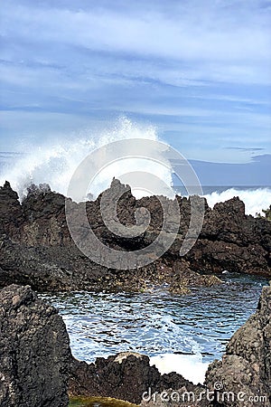 Cliffy Bay, Bisciotos, in Northern Terceira Island in the Azores Stock Photo