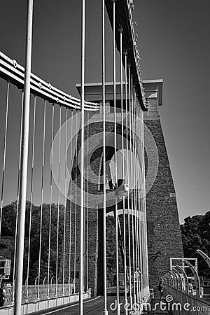 Clifton Suspension Bridge B/W Editorial Stock Photo