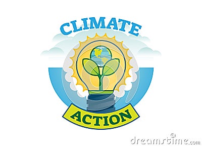 Climate action, climate change movement vector logo badge Vector Illustration