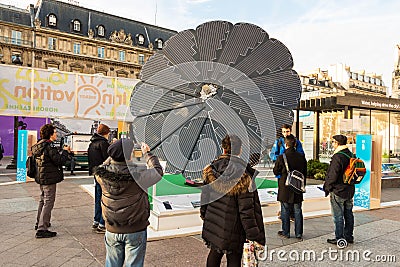 Climate acton on Paris town hall square, Paris, France. Editorial Stock Photo