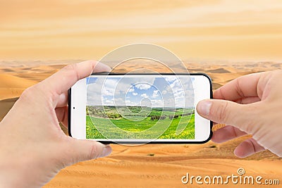 Climate change with desertification process. Stock Photo