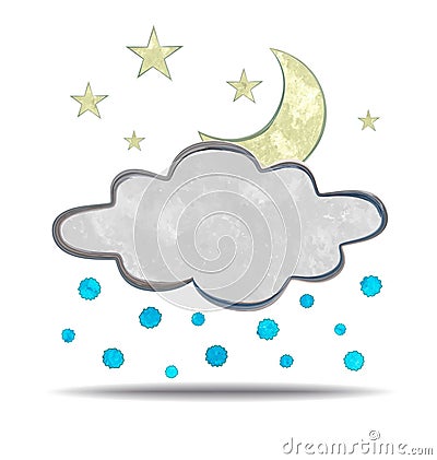 Climate. cloud, hail and Moon Vector Illustration