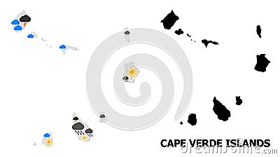 Climate Collage Map of Cape Verde Islands Stock Photo