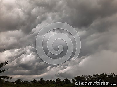 Climate of india, black thunderstorm cloud, storm cloud lapse, moonsoon weather. Stock Photo