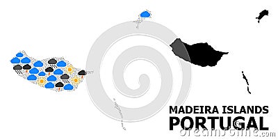 Climate Mosaic Map of Madeira Islands Cartoon Illustration