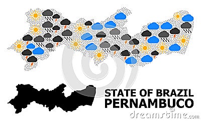 Climate Mosaic Map of Pernambuco State Cartoon Illustration