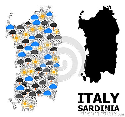 Climate Mosaic Map of Sardinia Region Cartoon Illustration