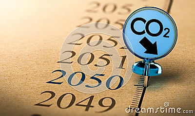 2050 climate plan, reduce carbon dioxide footprint. Stock Photo