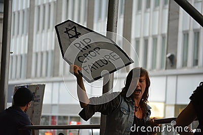 Climate protester in New York City. Editorial Stock Photo