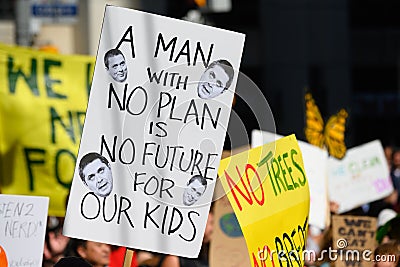 Climate Strike Toronto Protestor With Andrew Scheer Sign Editorial Stock Photo