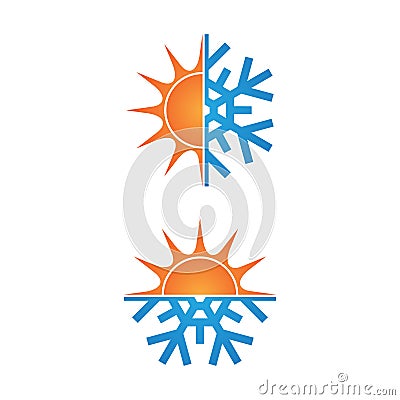 Climate symbol icon winter and summer snow and sun vector illustration Vector Illustration