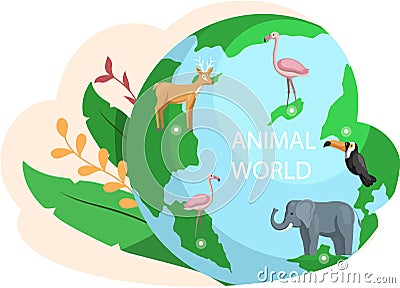 Climate and weather change of planet. Eco friendly, biodiversity, conservation and environmental protection Vector Illustration