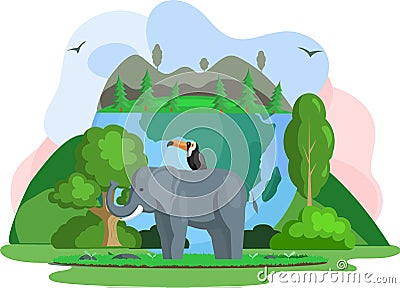 Climate and weather change of planet. Eco friendly, biodiversity, conservation and environmental protection Vector Illustration