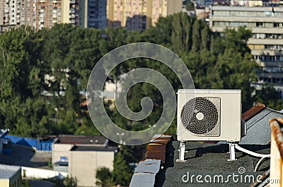 Climatic machine over the roof Stock Photo
