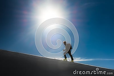 Climb ski alpinism Stock Photo