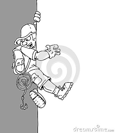 Climber and banner Stock Photo