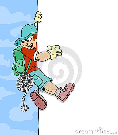 Climber and banner Stock Photo