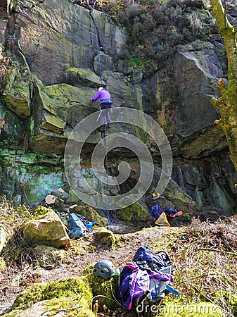 Climber at Denham road quarry. Stock Photo