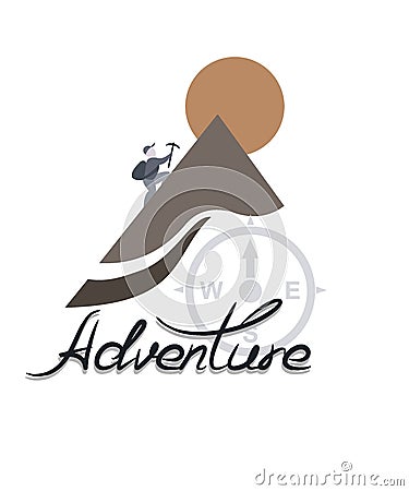 climber climbs the mountain, the logo of Adventure Vector Illustration