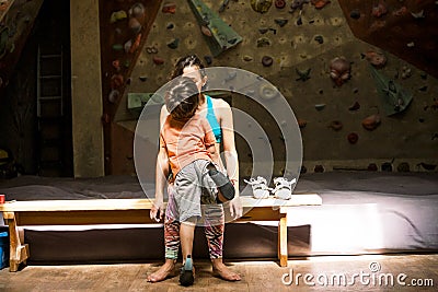 The boy kisses and hugs his mother. Stock Photo