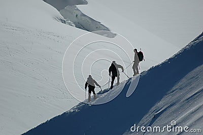 Climbers on Mount Blanc Stock Photo