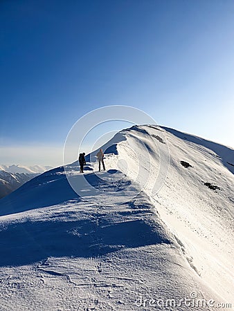 Climbers on Oslea Ridge, Valcan Mountains, Romania Editorial Stock Photo