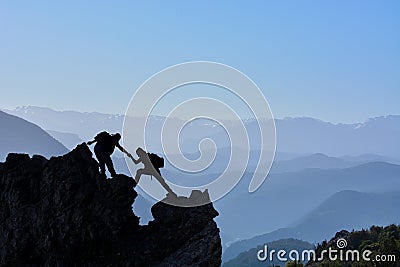 Climbing activities and summit success Stock Photo