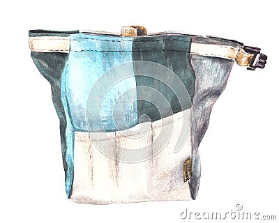 Climbing bouldering bag Place for brush,magnesium.Watercolor illustration isolated white background Cartoon Illustration