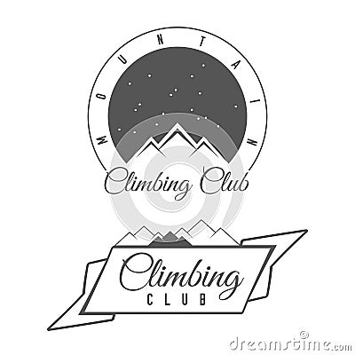 Climbing Club - Mountain Adventure - Alpine Trip Vector Emblem - Icon - Print - Badge Vector Illustration