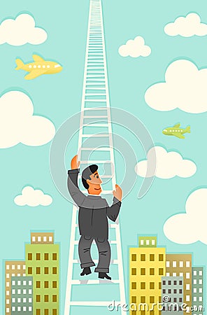 Climbing the Corporate Ladder Vector Illustration