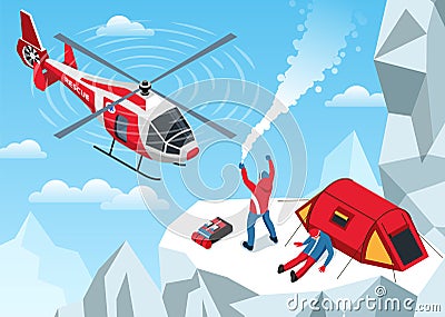 Climbing Emergency Service Composition Vector Illustration