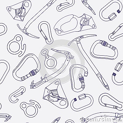 Climbing equipment vector seamless pattern Vector Illustration