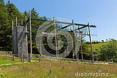 Climbing frame at Siblyback Lake Bodmin Moor Cornwall England UK Stock Photo