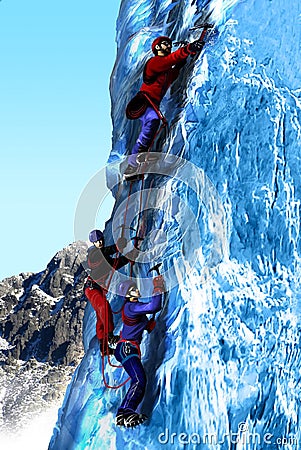 Climbing on ice Stock Photo