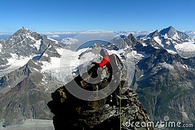 Climbing in the Matterhorn, Switzerland Stock Photo