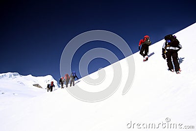 Climbing Mera Peak Stock Photo