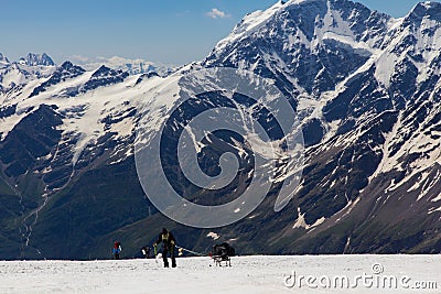 Climbing on mountain Elbrus Editorial Stock Photo