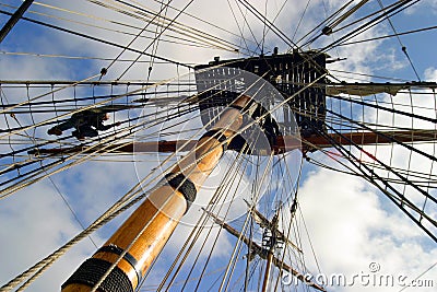 Climbing the Rigging Stock Photo